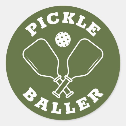 Sticker Rond Olive Green Pickle Baller tendance (Devant)