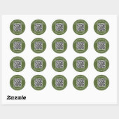 Sticker Rond Olive Green QR Code Smart Contact (Feuille)