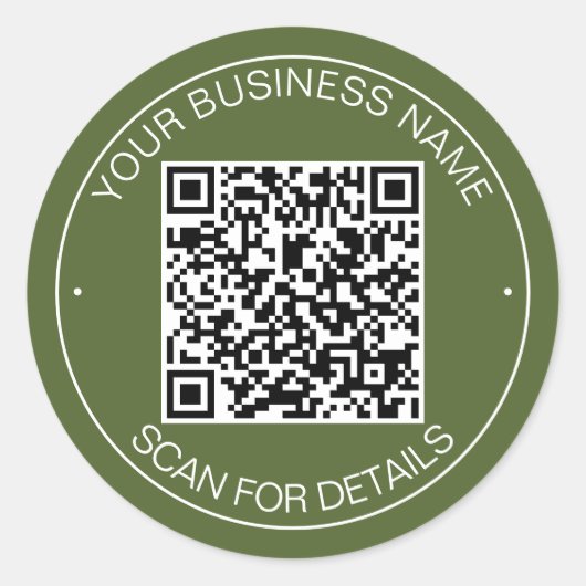 Sticker Rond Olive Green QR Code Smart Contact (Devant)