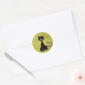Sticker Rond Olive Green Ragged Evil Black Cat (Enveloppe)