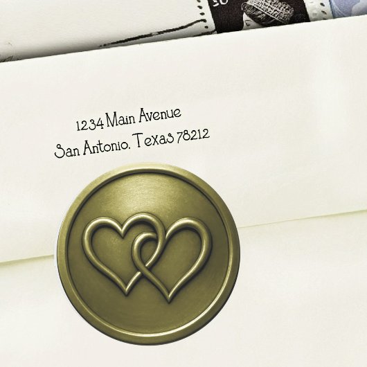 Sticker Rond Olive Green Two Hearts Intertwined Wedding