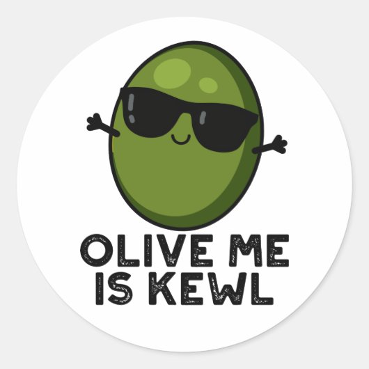 Sticker Rond Olive Me Est Le Cool Kewl Pun Olive (Devant)