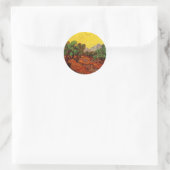 Sticker Rond Olive Trees with Yellow Sky and Sun (Sac)