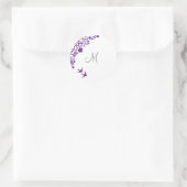 Sticker Rond Olive vert violet Floral Monogramme initial (Sac)