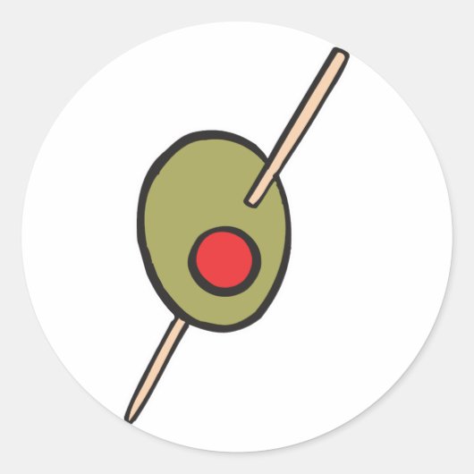 Sticker Rond olive verte sur un cure-dent (Devant)