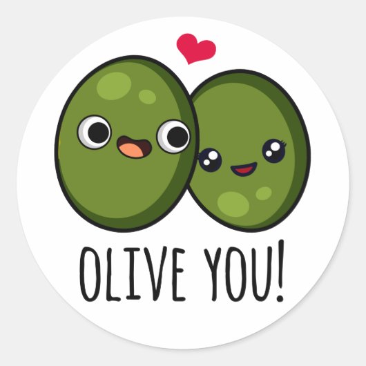 Sticker Rond Olive You Funny Love Pun (Devant)
