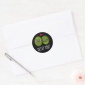 Sticker Rond Olive You Funny Love Pun Dark BG (Enveloppe)