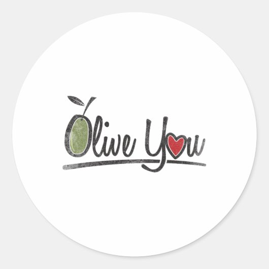 Sticker Rond Olive You - Love Pun (Devant)
