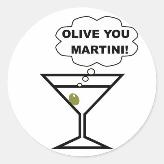 Sticker Rond Olive You Martini (Devant)