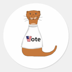 Sticker Rond Oliver The Otter Dit Votez !