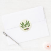Sticker Rond Olives minimalistes et branches. (Enveloppe)