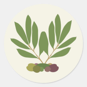 Sticker Rond Olives minimalistes et branches.