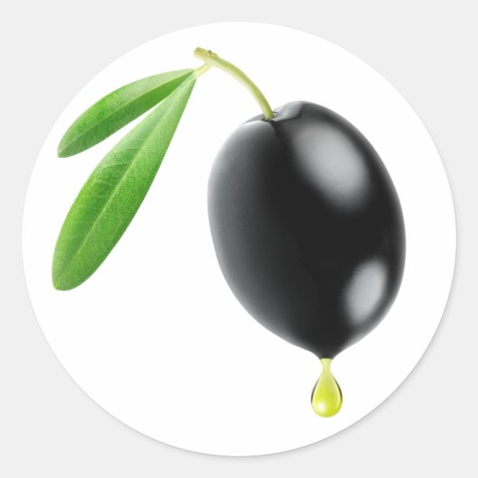 Sticker Rond Olives noires avec goutte d'huile (Devant)