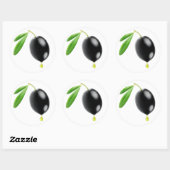 Sticker Rond Olives noires avec goutte d'huile (Feuille)