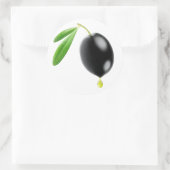 Sticker Rond Olives noires avec goutte d'huile (Sac)
