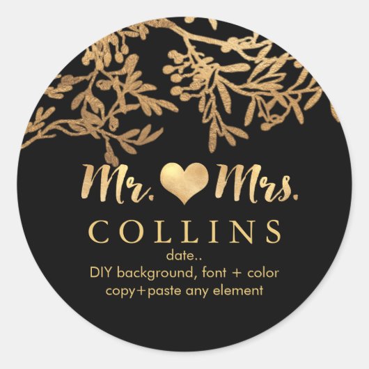 Sticker Rond Olives PixDezine/Or Faux/arrière - plan do-it-your (Devant)