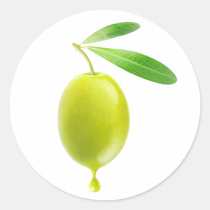 Sticker Rond Olives vertes avec goutte d'huile