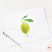 Sticker Rond Olives vertes avec goutte d'huile (Enveloppe)