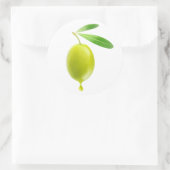 Sticker Rond Olives vertes avec goutte d'huile (Sac)