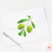 Sticker Rond Olives vertes sur une branche (Enveloppe)