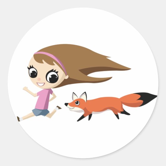 Sticker Rond Olivia et Cheddar le Fox (Devant)