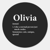 Sticker Rond Olivia Name Definition Funny D  (Devant)