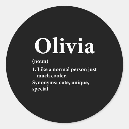 Sticker Rond Olivia Name Definition Funny D (Devant)
