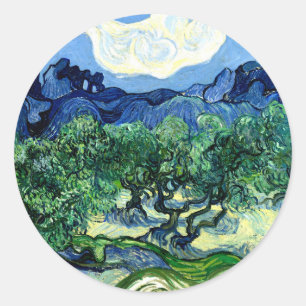 Sticker Rond Oliviers aux Alpilles (1889) Van Gogh Art