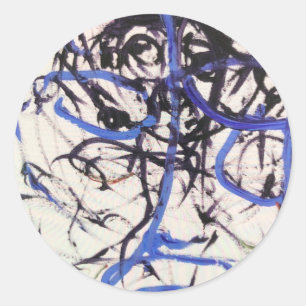 Sticker Rond Olmec Head Abstrait Jeff Hankamer Artjunkhaus Art