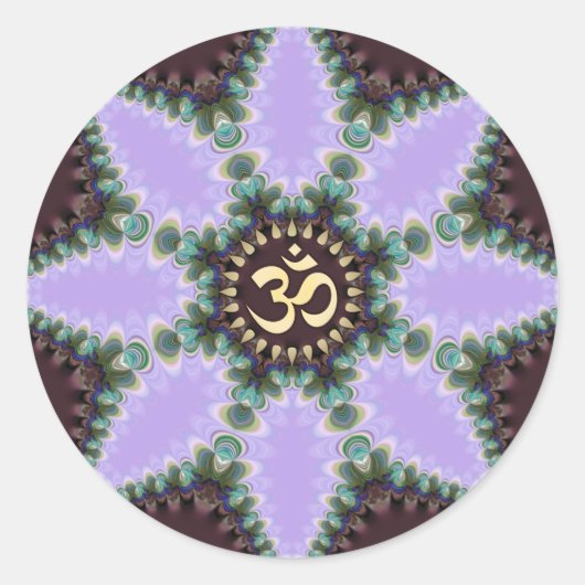 Sticker Rond OM Art Purple Fractal Flower (Devant)