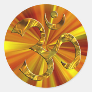 Sticker Rond OM/AUM - bourdonnement jaune de l'OR