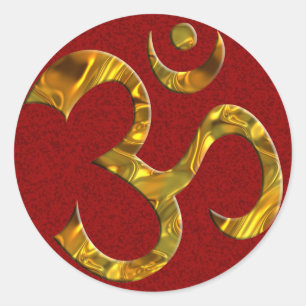 Sticker Rond OM / AUM - OR tache rouge foncé