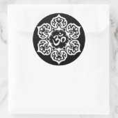 Sticker Rond Om de lotus blanc sur noir (Sac)
