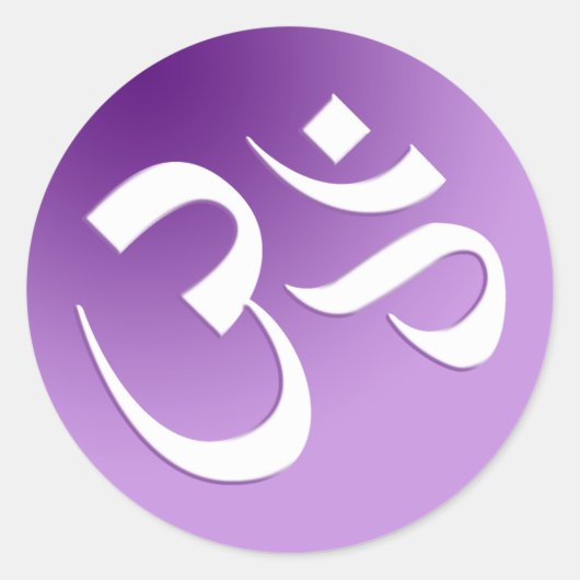Sticker Rond Om, en violet et blanc (Devant)