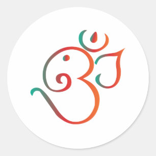 Sticker Rond OM-ganpati-vert-orange