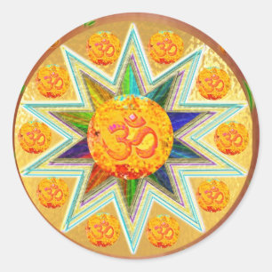 Sticker Rond OM Mantra : CHANT Loud GAYATRI, au coeur SAVITRI