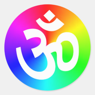 Sticker Rond Om Rainbow