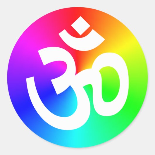Sticker Rond Om Rainbow (Devant)