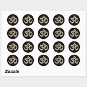Sticker Rond Om Symbole with "Diamond" Stones (Feuille)
