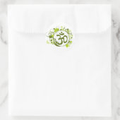 Sticker Rond Om vert bouddhiste (Sac)