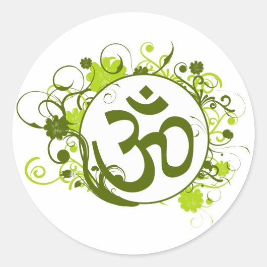 Sticker Rond Om vert bouddhiste (Devant)