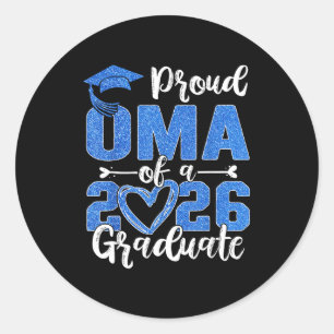 Sticker Rond Oma fière d'un diplômé de la promotion 2026 en der