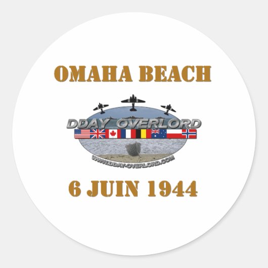 Sticker Rond Omaha Beach 1944 (Devant)