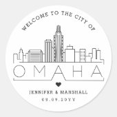 Sticker Rond Omaha City Skyline | Accueil Mariage (Devant)