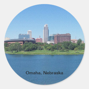 Sticker Rond Omaha, Nebraska Skyline sur Toile