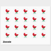 Sticker Rond Oman - Coeur du drapeau (Feuille)