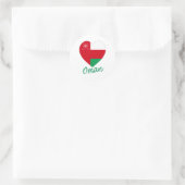 Sticker Rond Oman - Coeur du drapeau (Sac)