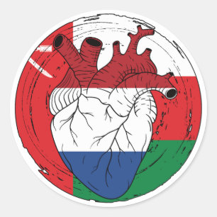 Sticker Rond Omani Oman Koningsdag Dutch Pays-Bas Heart Love