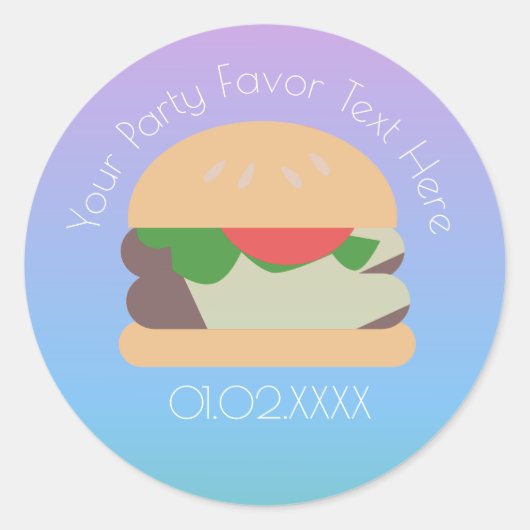 Sticker Rond Ombre BBQ Hamburger Merci (Devant)