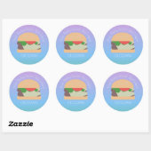 Sticker Rond Ombre BBQ Hamburger Merci (Feuille)